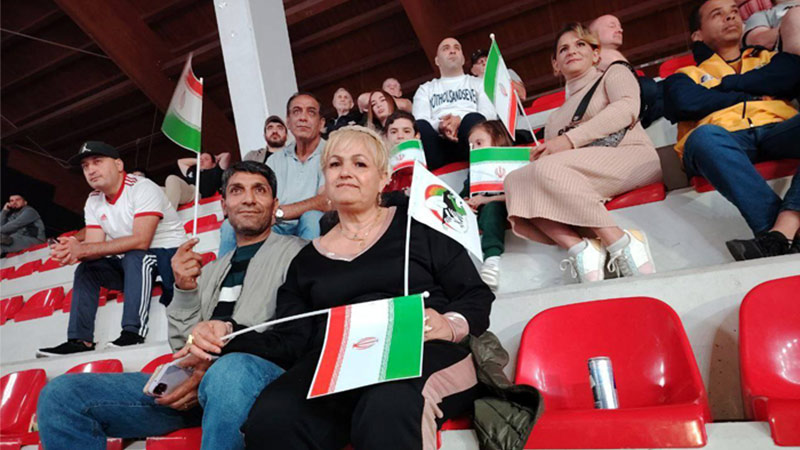 Members of the Nejat Society Albania cheering for Iranian team in U23 world Championship